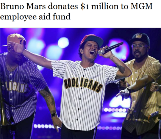 "火星哥"捐款100万美元 为帮助因疫情失业的员工
